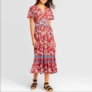 NWT Knox Rose XXL floral boho style red midi dress